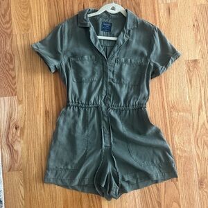 Abercrombie & Fitch Army Green Collared Romper